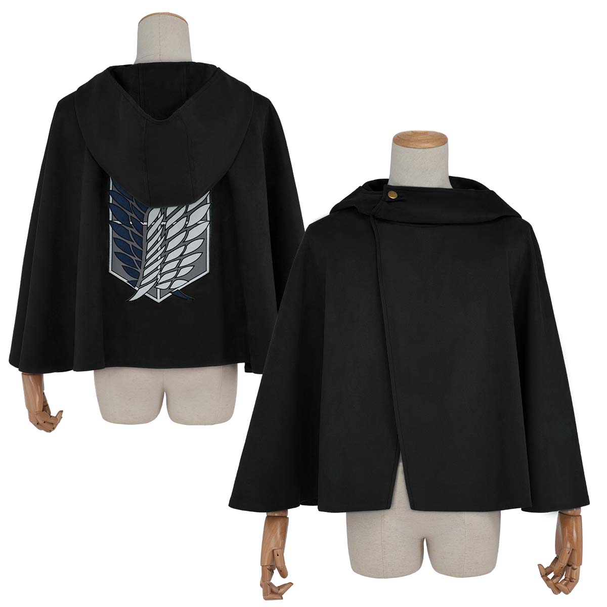HOLOUN Anime Levi Eren Jaeger Mikasa Ackerman Armin Arlert Hanji Cosplay Costume Embroidery Green Black Cloak Halloween