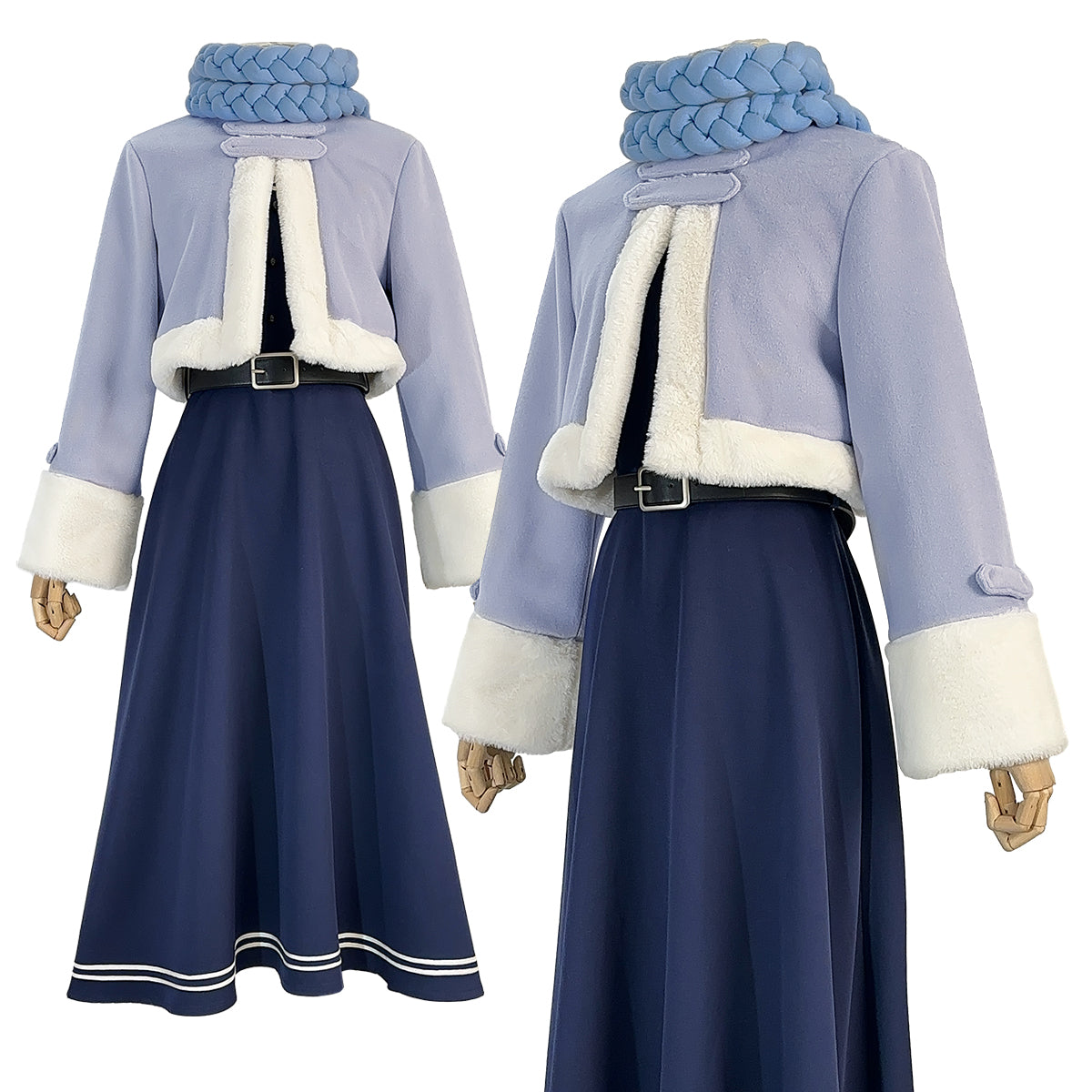 HOLOUN Frieren Beyond Journey’s End Anime Fern Cosplay Costume Wig Winter Cape Dress Braid Scarf Halloween Christmas Convention