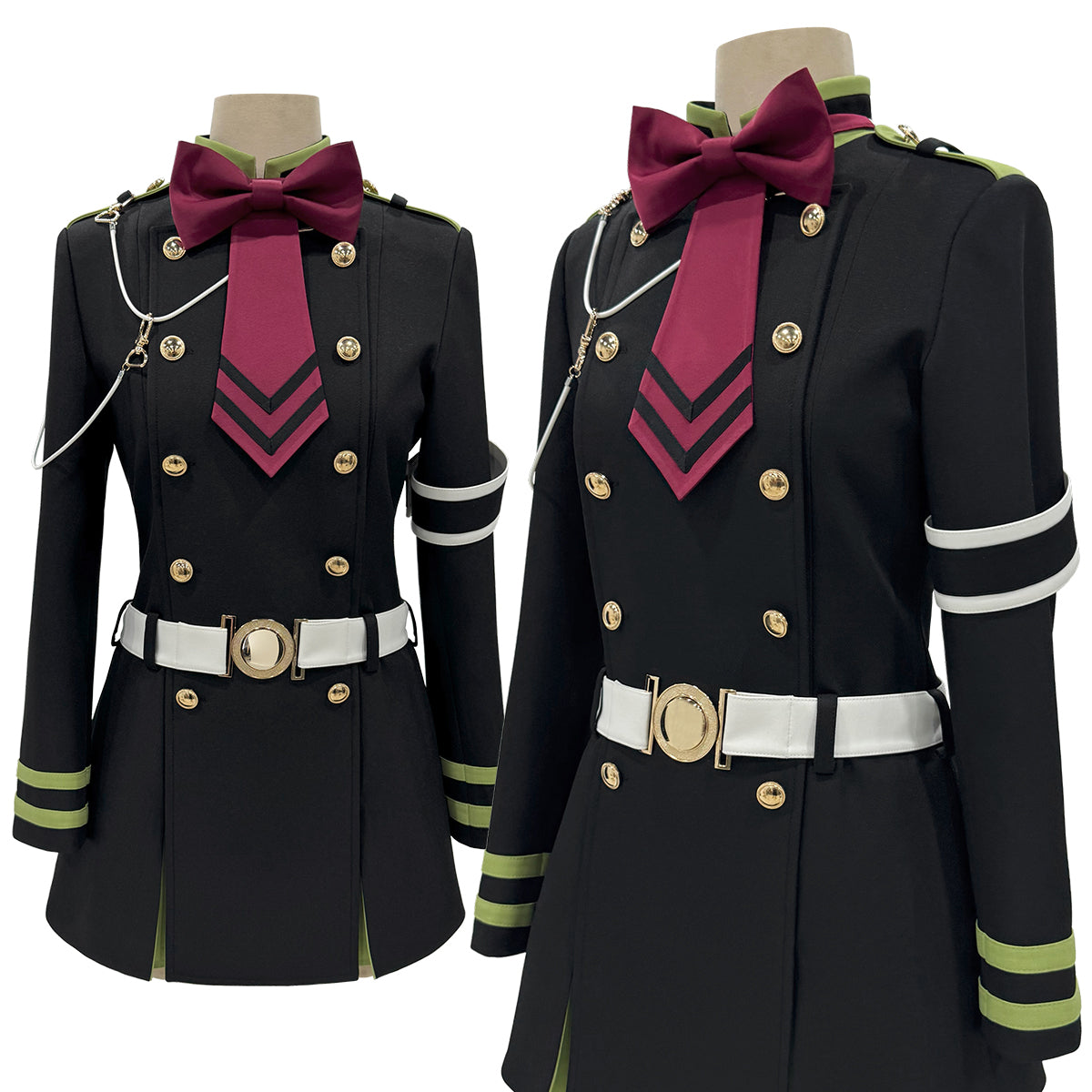HOLOUN Seraph Of The End Anime Shinoa Hiiragi Cosplay Costume Coat Belt Bow Tie Halloween Christmas Convention Daily Wear