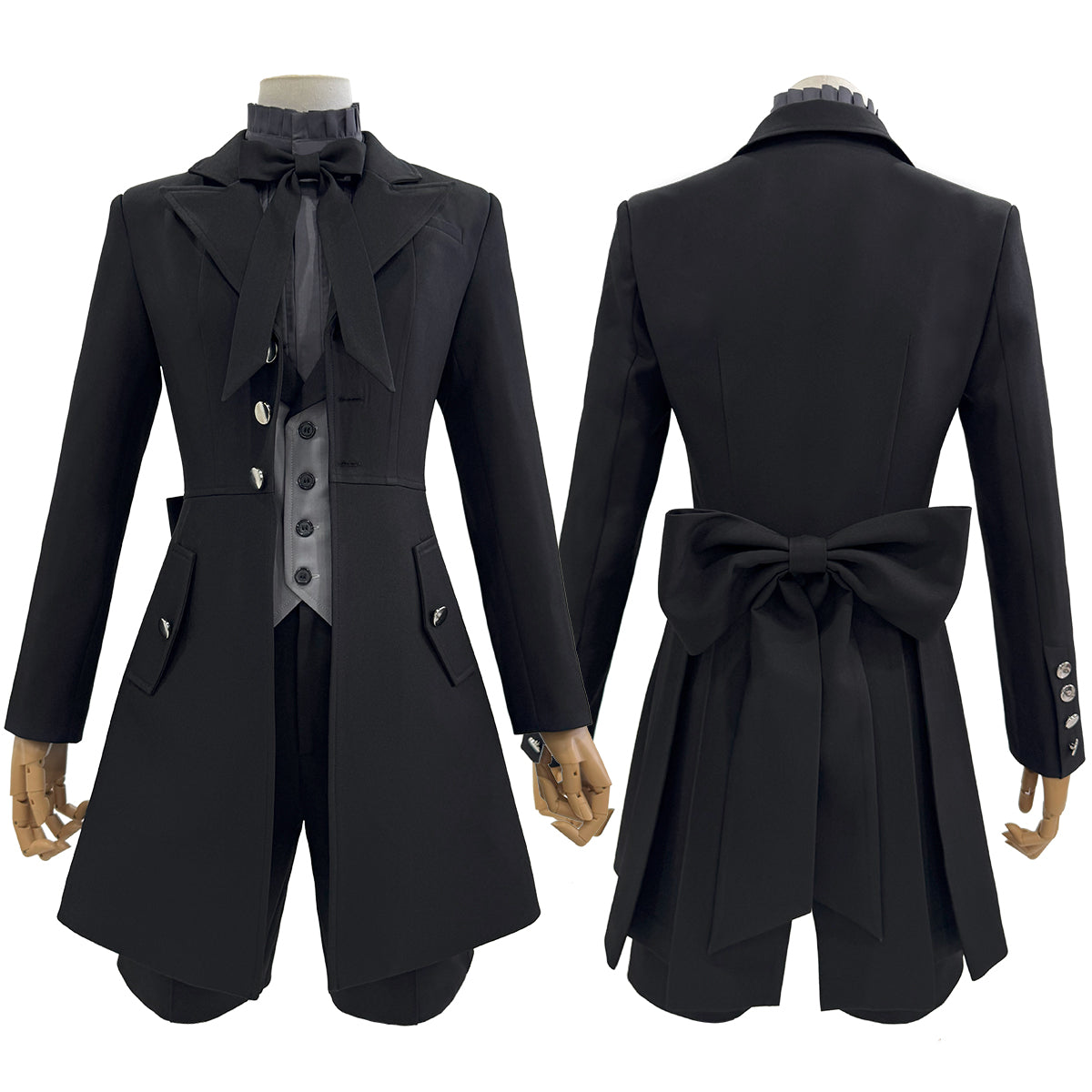 HOLOUN Butler Anime Ciel Phantomhive Cosplay Costume Black Coat Shorts Shirt Vest Animation Convention Halloween Christmas