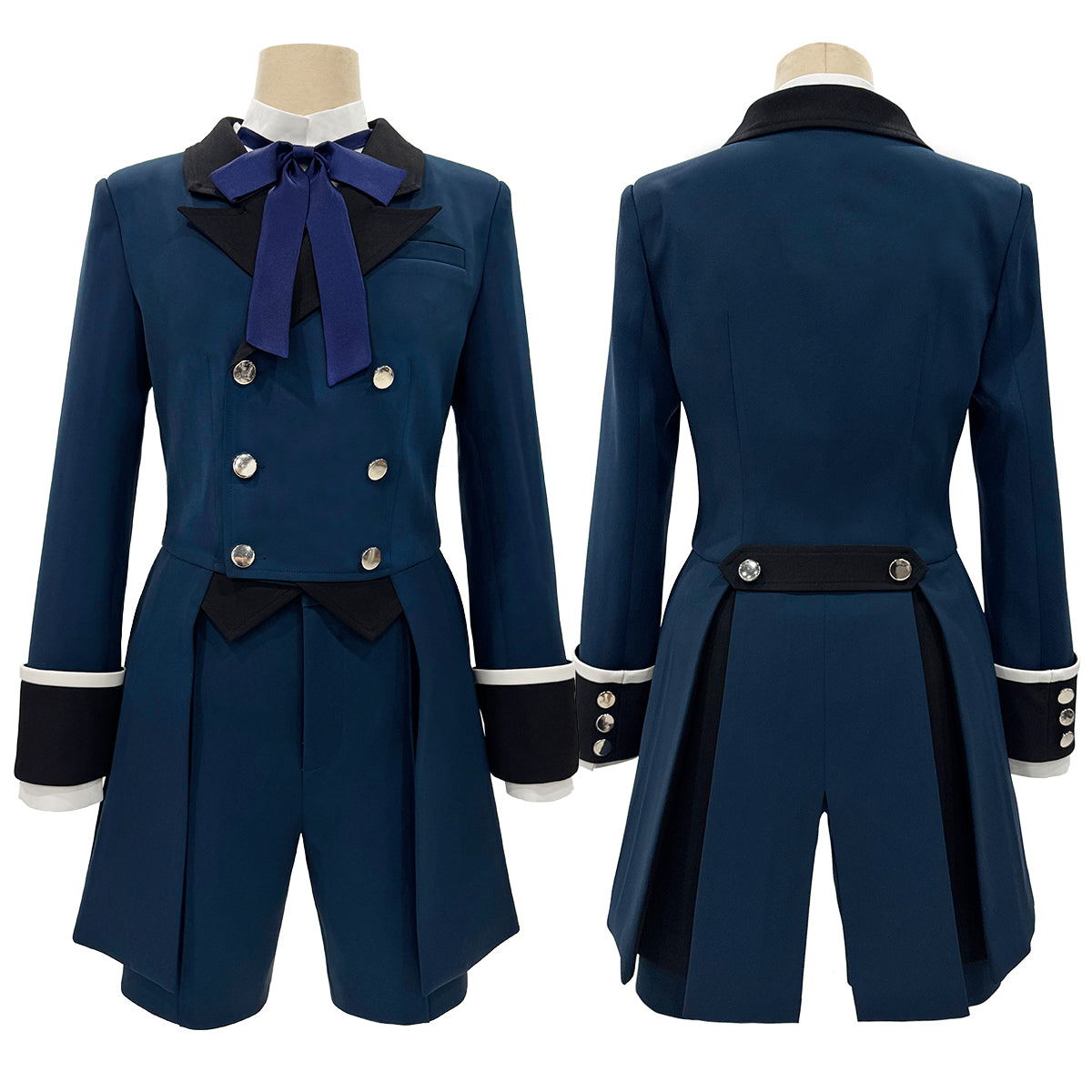 HOLOUN Butler Anime Ciel Phantomhive Cosplay Costume Dark Blue Double-Breasted Coat Short Animation Convention Daily Wear