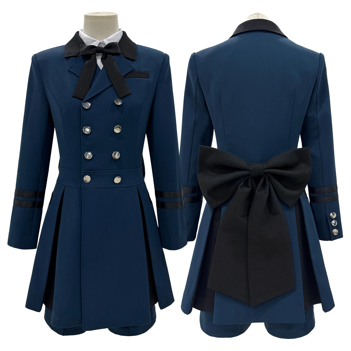 HOLOUN Butler Anime Ciel Phantomhive Cosplay Costume Dark Blue Double-Breasted Coat Shirt Short Daily Wear Cos Convention