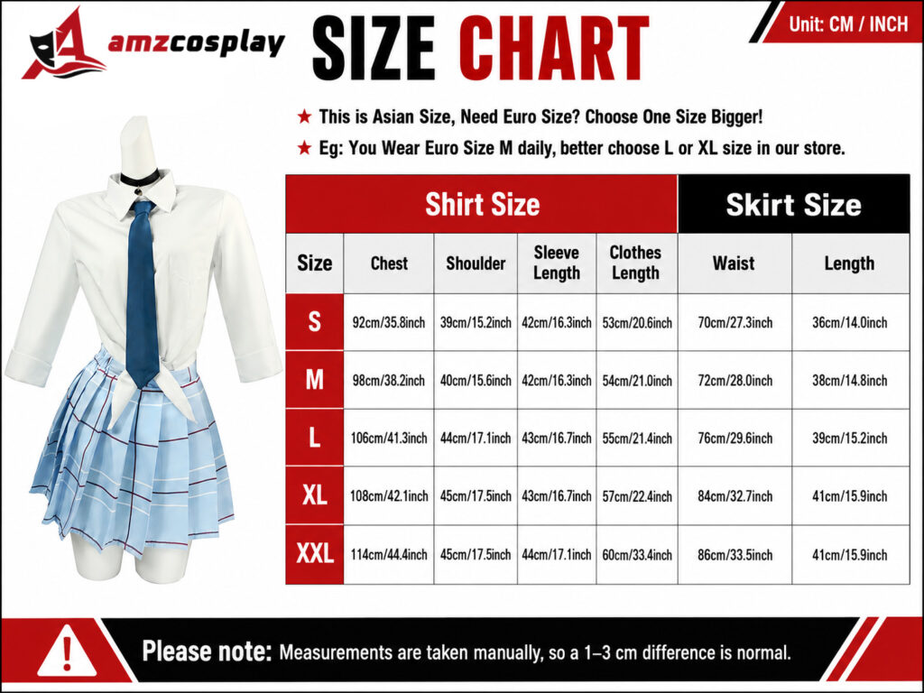 Marin Kitagawa My Dress Up Darling cosplay costume size chart
