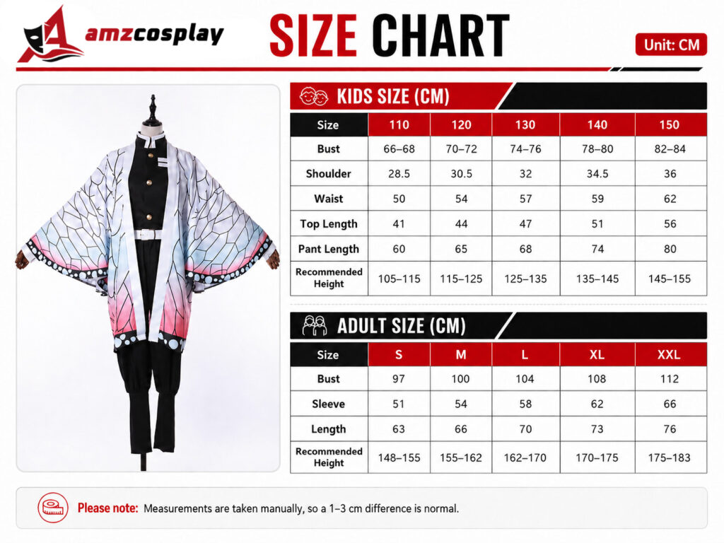 Shinobu Kocho Demon Slayer cosplay costume size chart