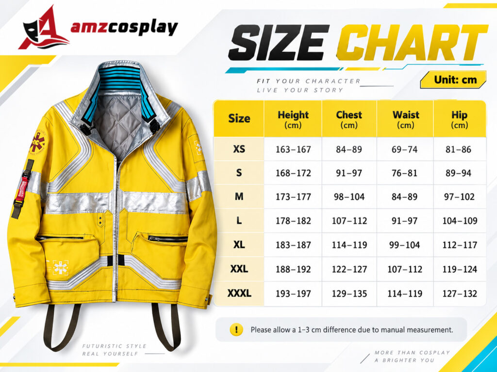 David Martinez Cyberpunk cosplay costume size chart