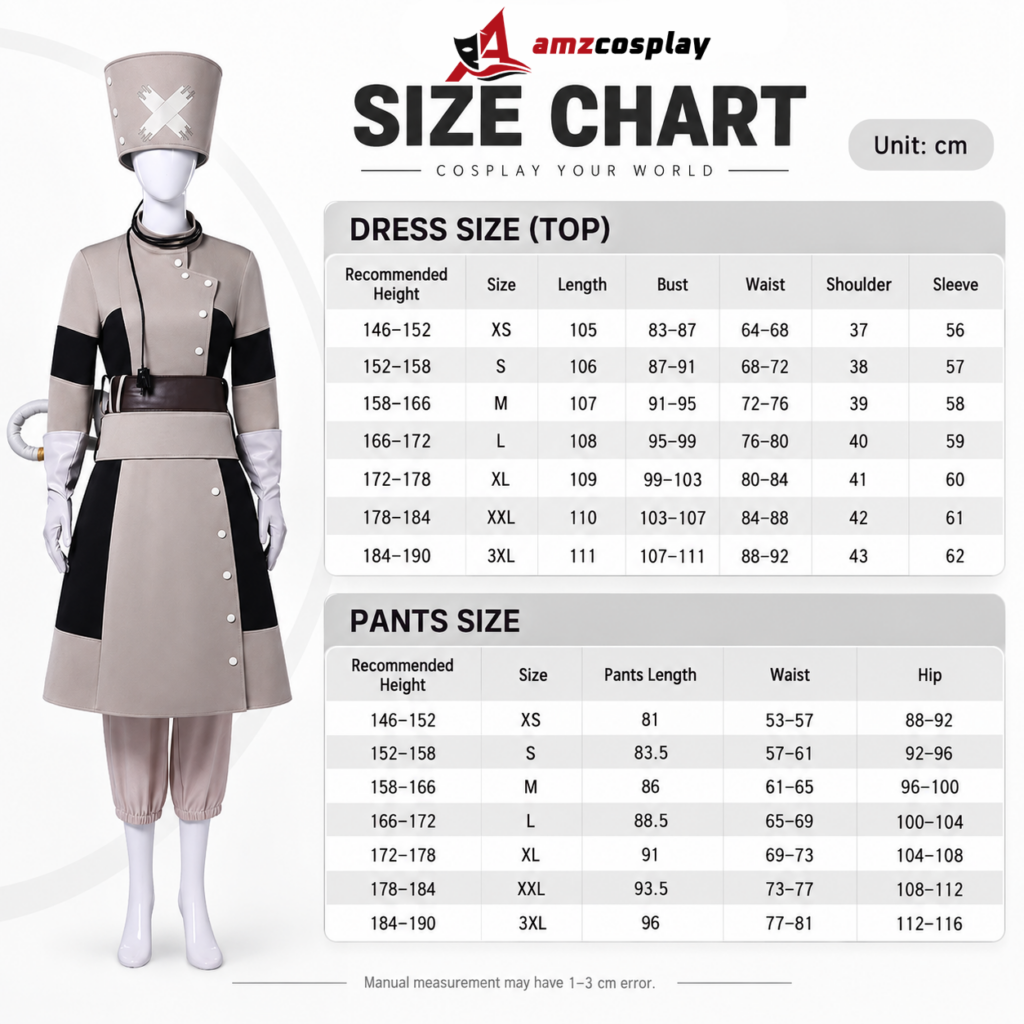 Eishia Stilza GACHIAKUTA cosplay costume size chart