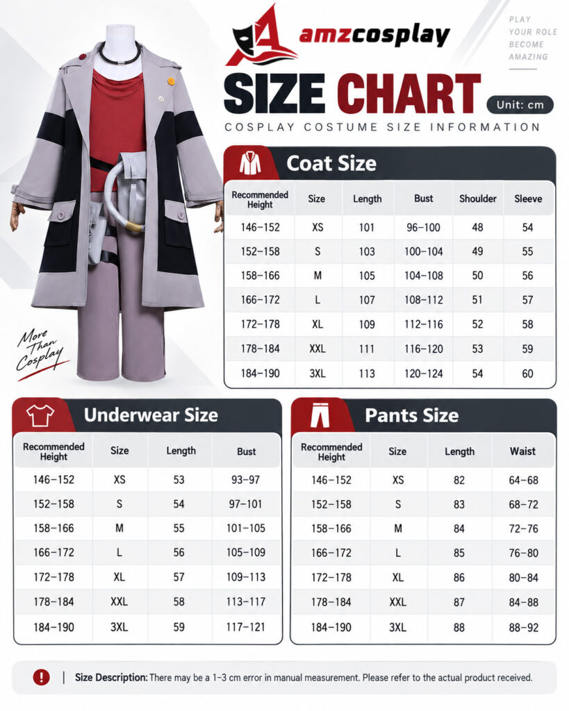 Enjin GACHIAKUTA cosplay costume size chart