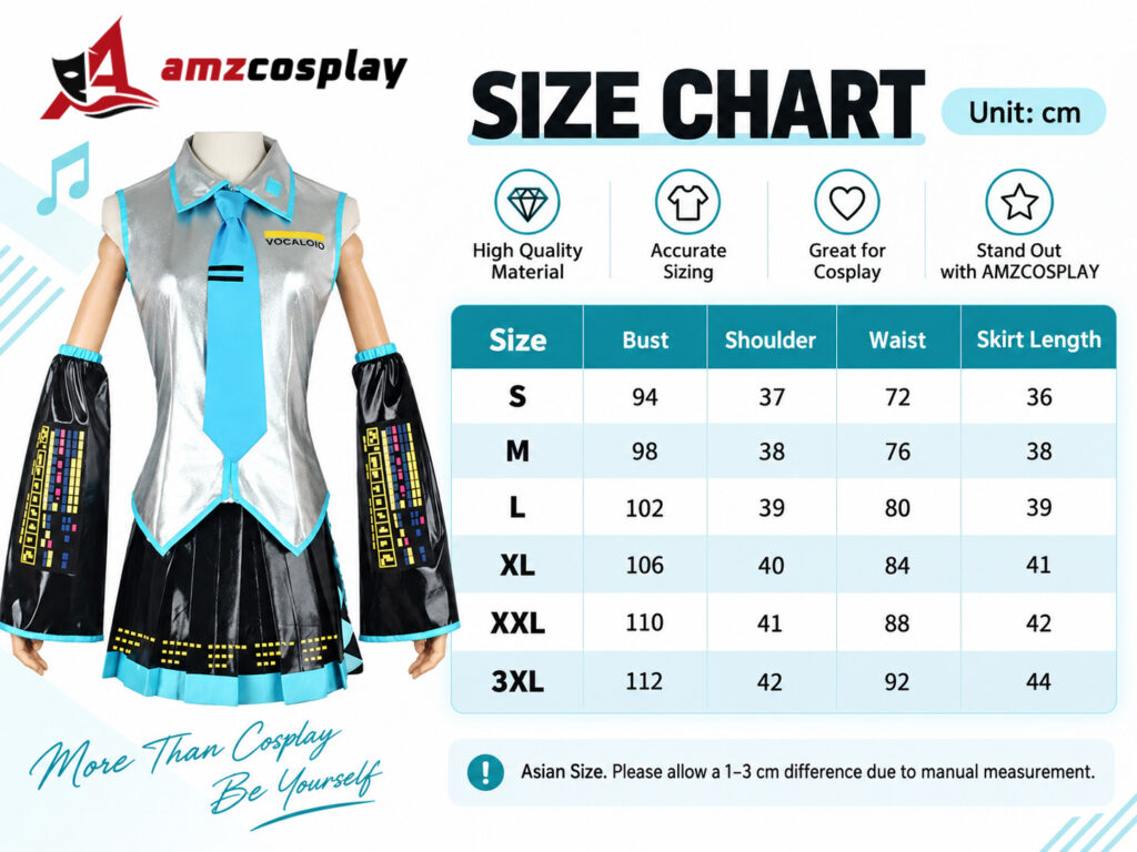 Hatsune Miku cosplay costume size chart