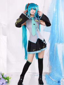 Hatsune Miku V2 Matte Fabric Cosplay Costume thumbnail 3