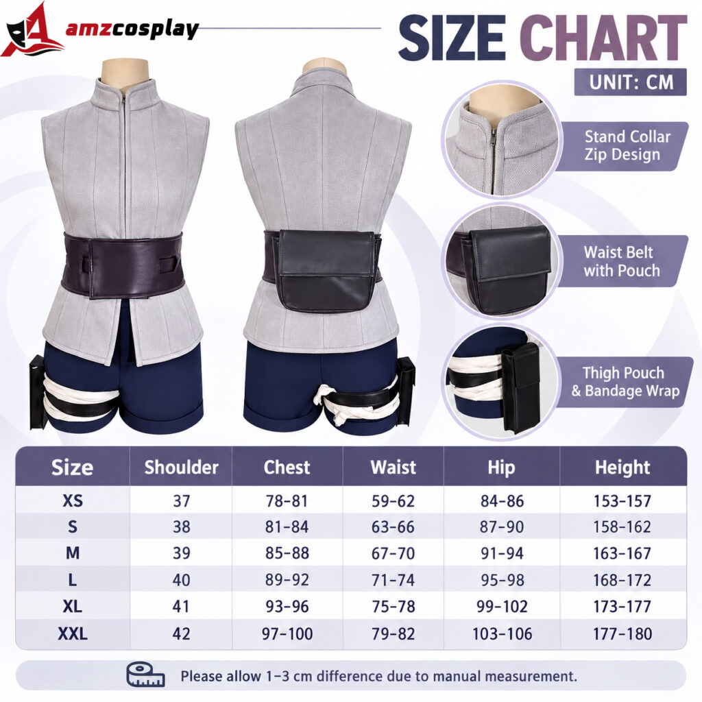 Hyuga Hinata cosplay costume size chart