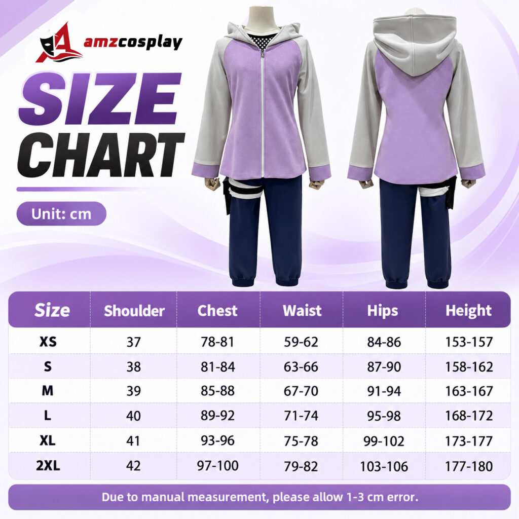 Hyuga Hinata V2 cosplay costume size chart