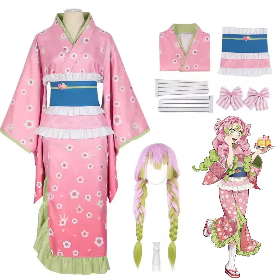 Kanroji Mitsuri Pink Kimono Demon Slayer Cosplay Costume