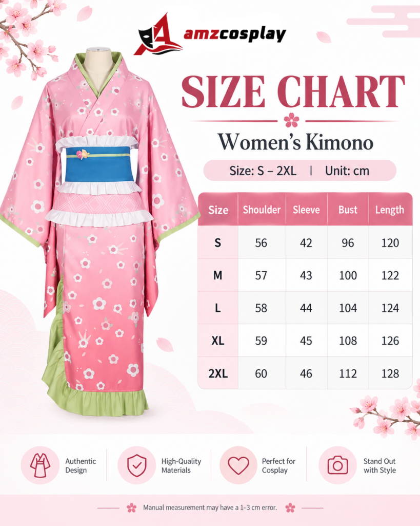 Kanroji Mitsuri Pink Kimono Demon Slayer cosplay costume size chart