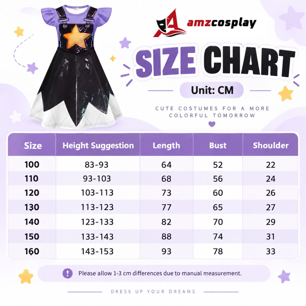 Lily Lovebraids Poppy Playtime kids cosplay costume dress size chart