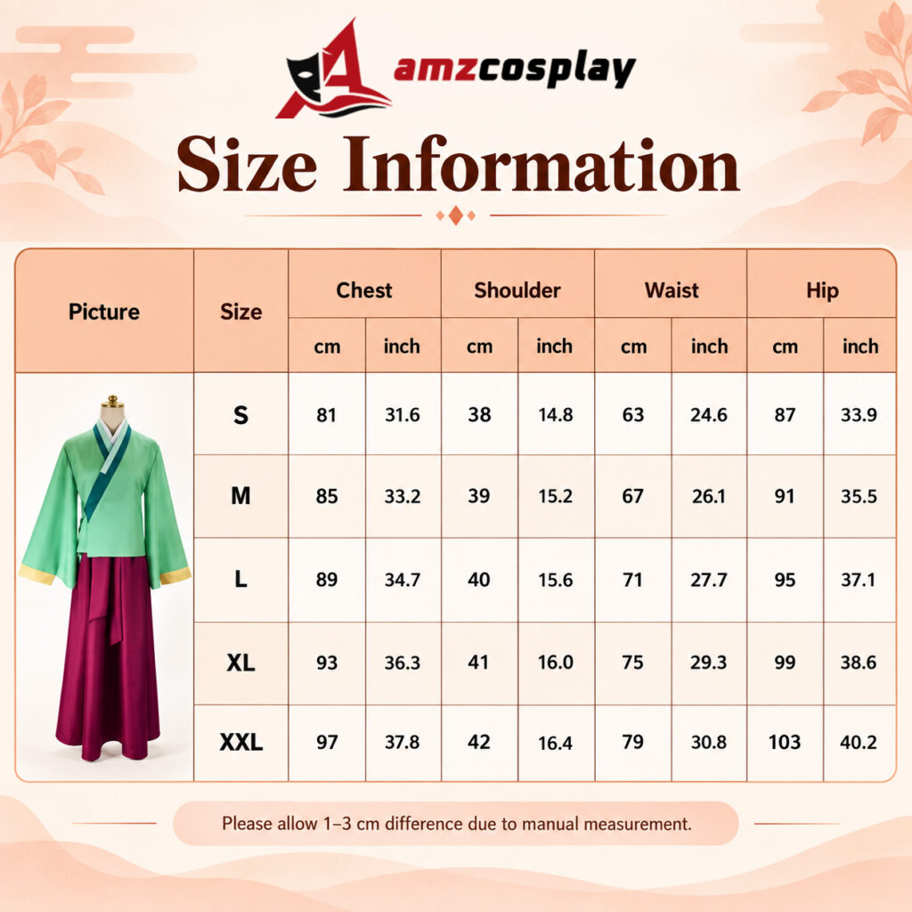 Maomao The Apothecary Diaries cosplay costume size chart