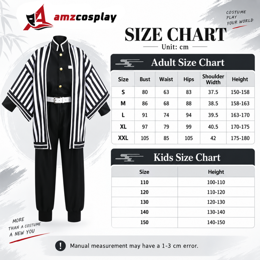 Obanai Iguro Kimetsu No Yaiba cosplay costume size chart