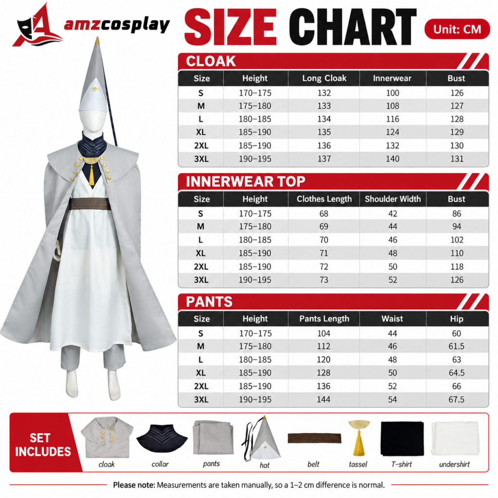 Qifrey Witch Hat Atelier cosplay costume size chart