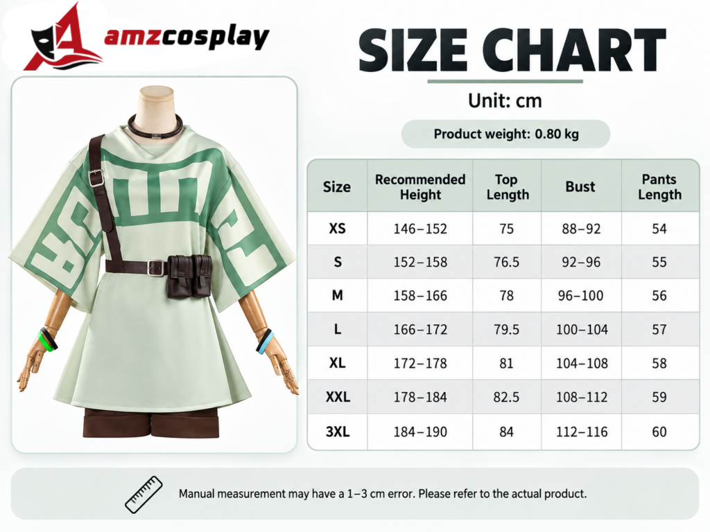 Remlin Tysark GACHIAKUTA cosplay costume size chart