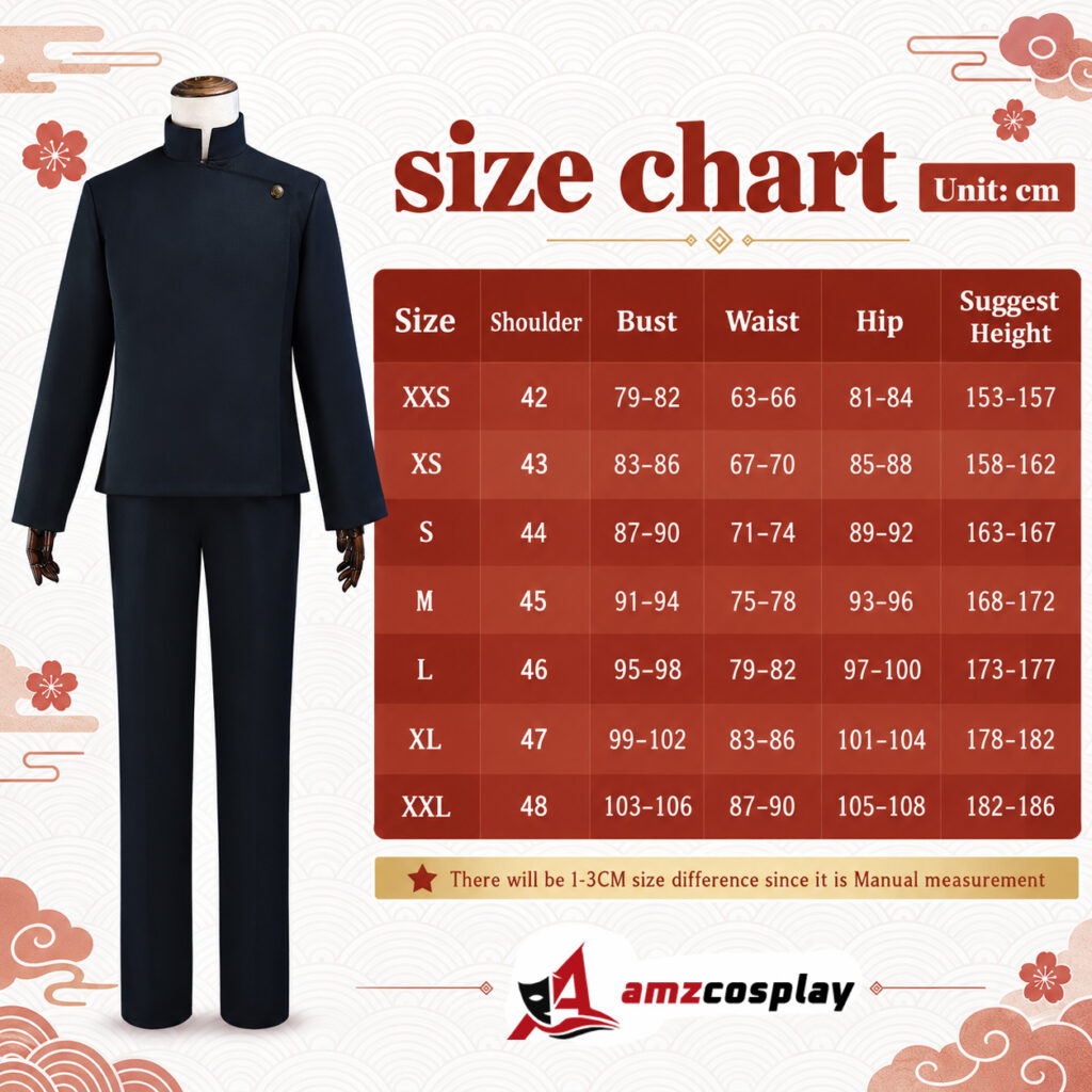 Satoru Gojo Uniform Jujutsu Kaisen cosplay costume size chart