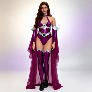 Starfire Metallic Bodysuit Teen Titans Cosplay Costume thumbnail 2