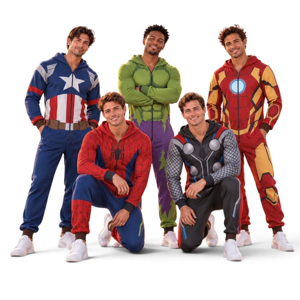 Avengers Marvel Jumpsuit Pajamas – Captain America, Spider-Man, Hulk, Thor & Iron Man