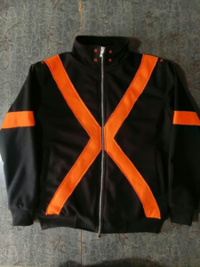 Bakugo Katsuki Inspired Black Orange Bomber Jacket, X-Design Anime Streetwear thumbnail 6