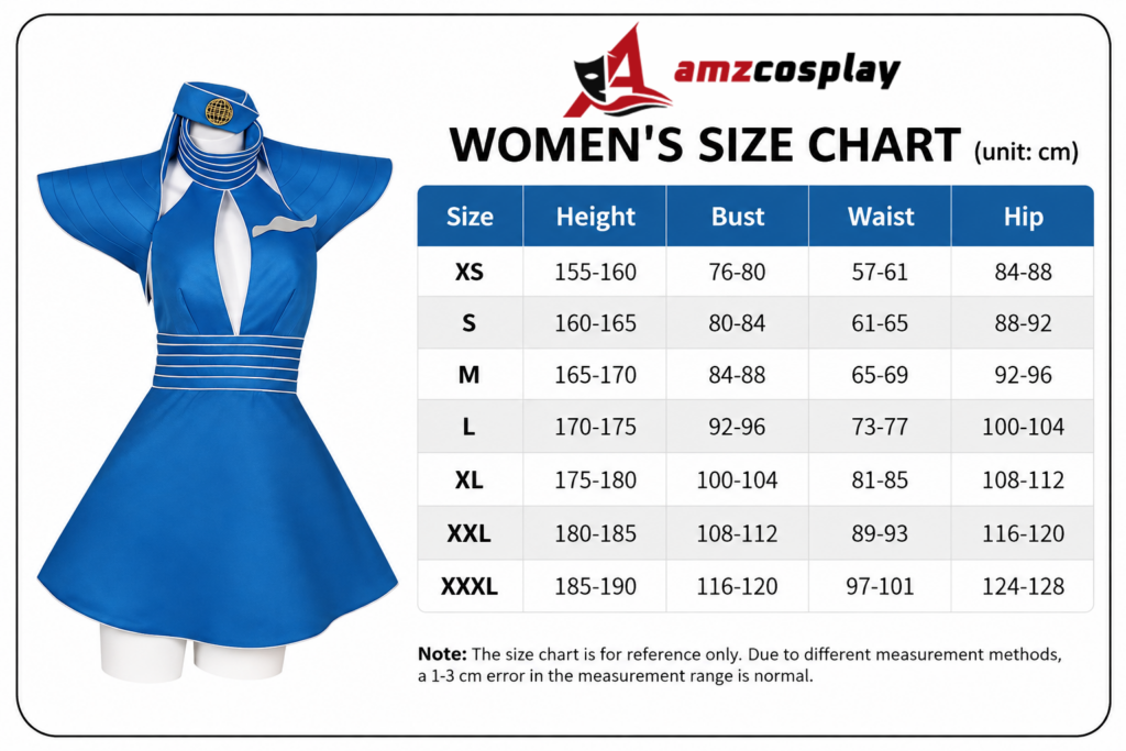 Britney Spears Cosplay Costume size chart