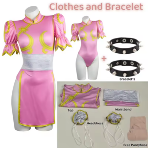 Chun Li Pink Street Fighter Halloween Cosplay Costume thumbnail 9