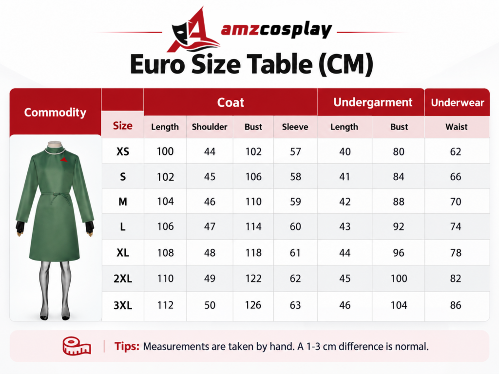 Frank N Furter Rocky Horror Cosplay Costume size chart