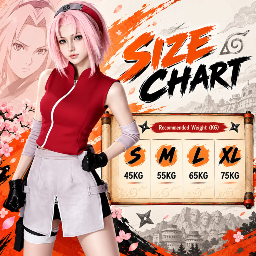 Haruno Sakura Cosplay Costumes size chart