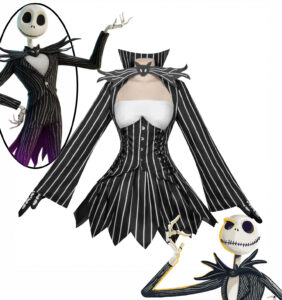 Jack Skellington Women Gothic Halloween Cosplay Costume thumbnail 1