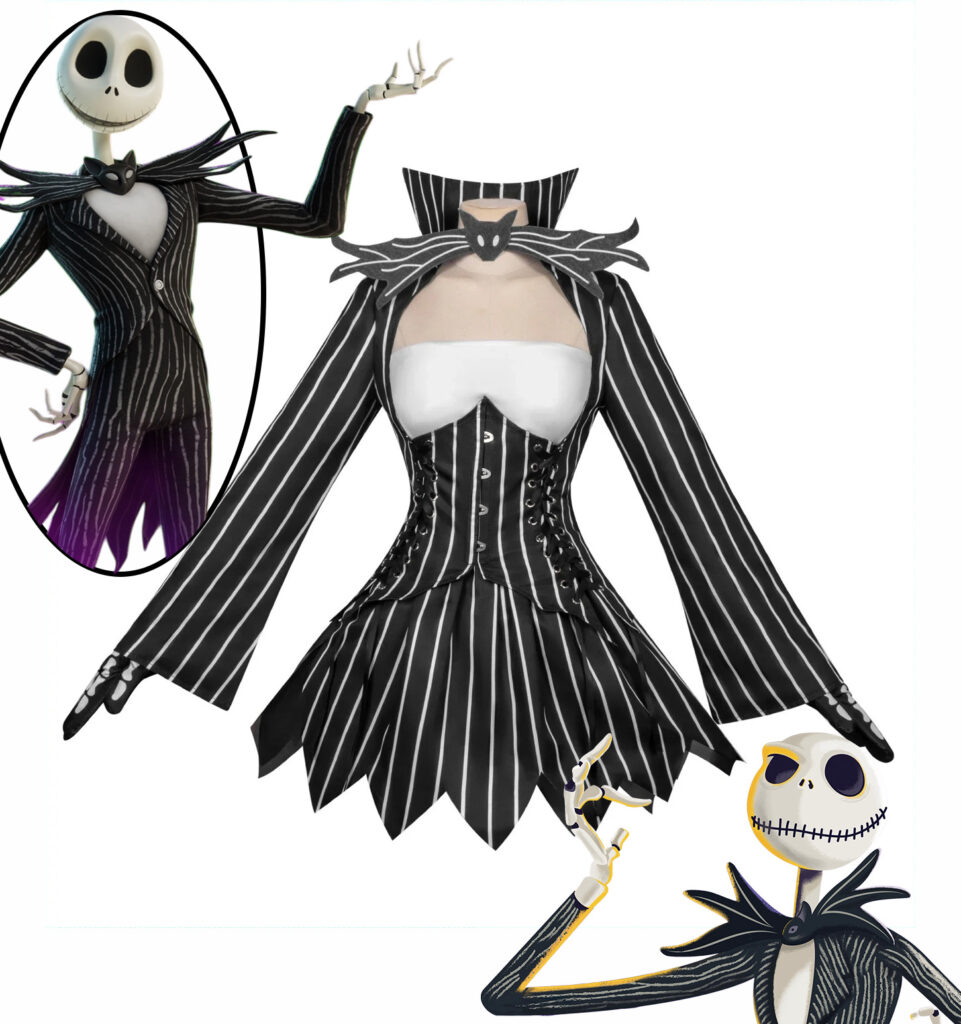 Jack Skellington Women Gothic Halloween Cosplay Costume