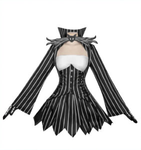 Jack Skellington Women Gothic Halloween Cosplay Costume thumbnail 2