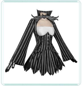 Jack Skellington Women Gothic Halloween Cosplay Costume thumbnail 3