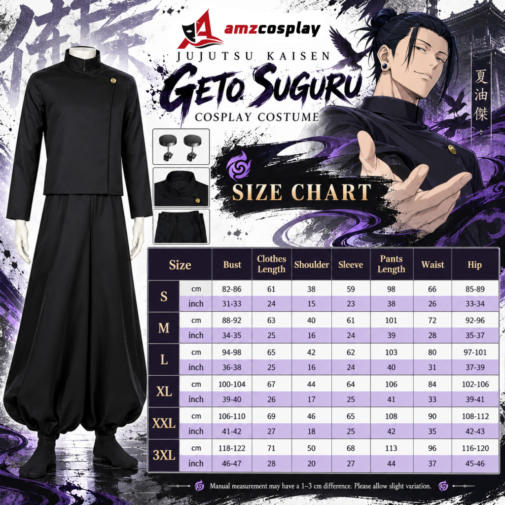JJK High School Geto Suguru Cosplay Costume size chart