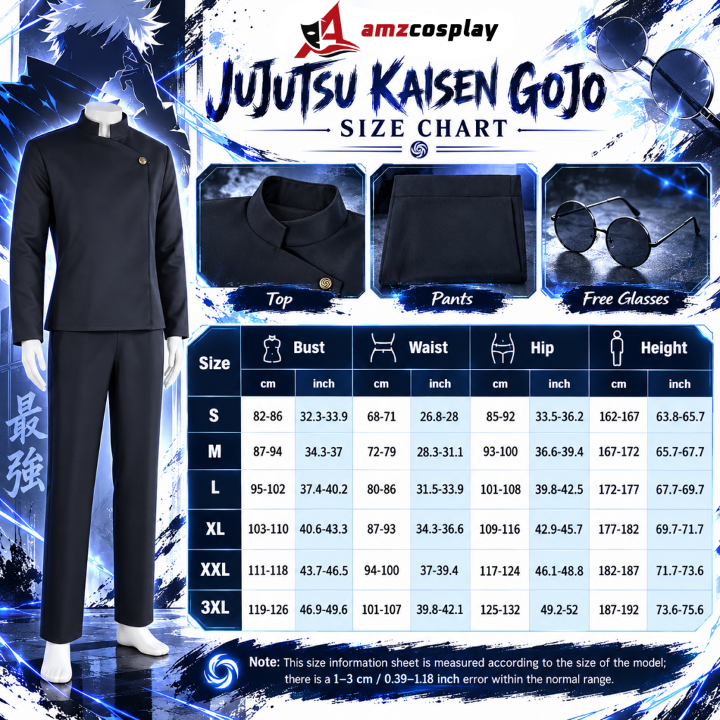 JJK High School Gojo Satoru Cosplay Costume size chart