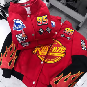 Lightning McQueen 95 Rusteze Racing Jacket – Red Y2K Retro Motorsport Jacket thumbnail 2