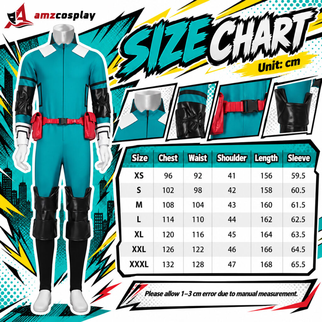 MHA Midoriya Izuku Cosplay Costumes size chart
