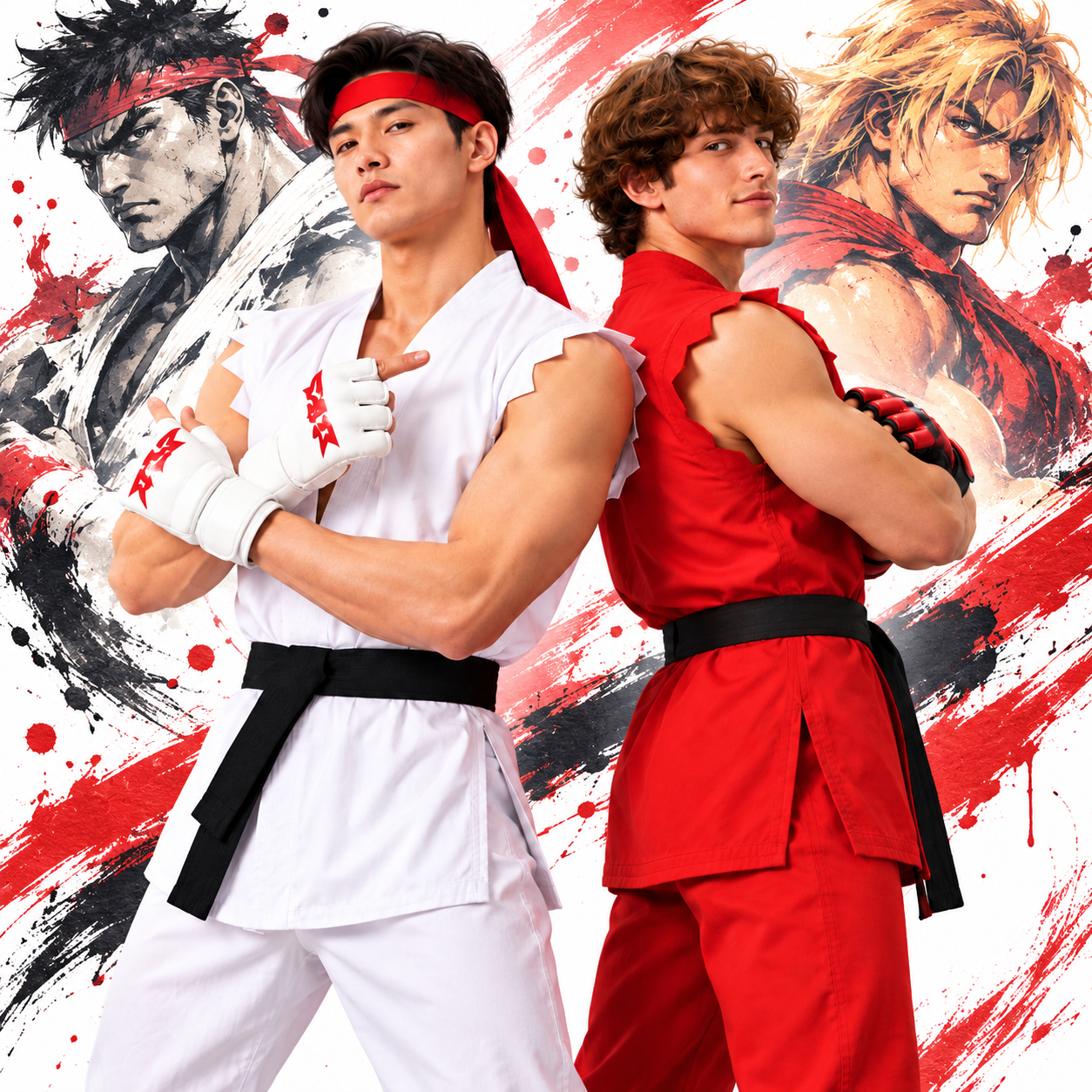 Ryu and Ken Street Fighter Karate Outfit Halloween Cosplay Costume product photo 1