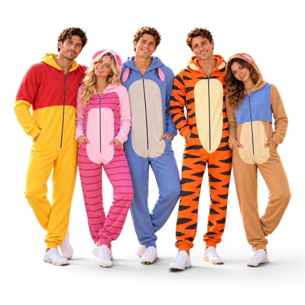 Winnie the Pooh Piglet Eeyore Tigger Roo Jumpsuit Pajamas