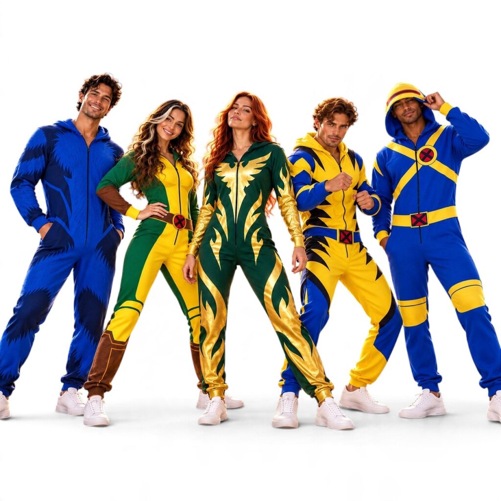 X-Men Superhero Jumpsuit Pajamas – Wolverine, Cyclops, Rogue, Jean Grey & Beast