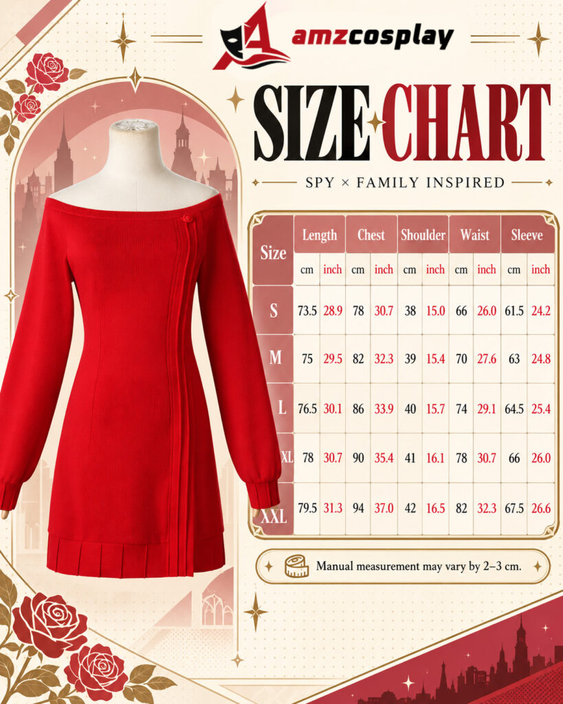 Yor Forger Spy x Family Cosplay Costumes size chart